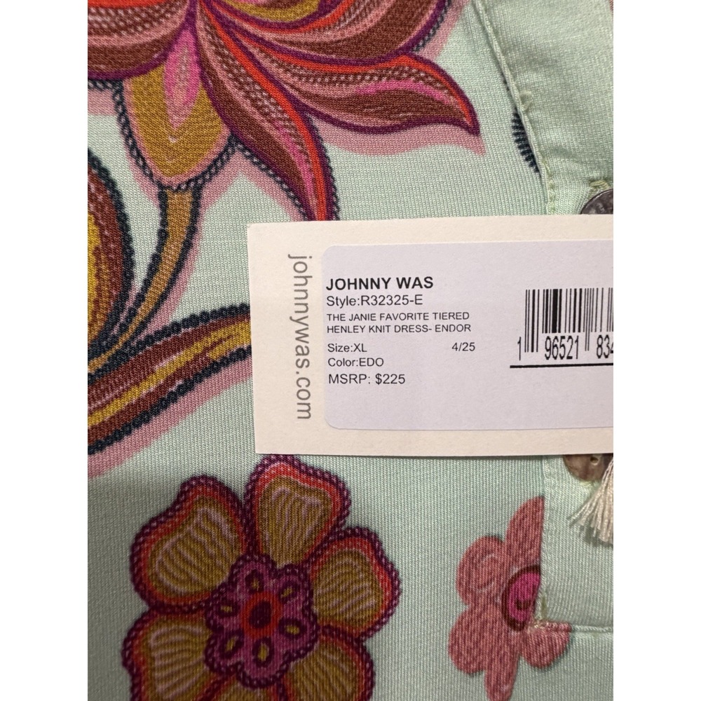 Johnny Was NWT Woman's Xl Endora Scarf Print‎ Midi Dress Geometric Sunburst Boho - Picture 5 of 12